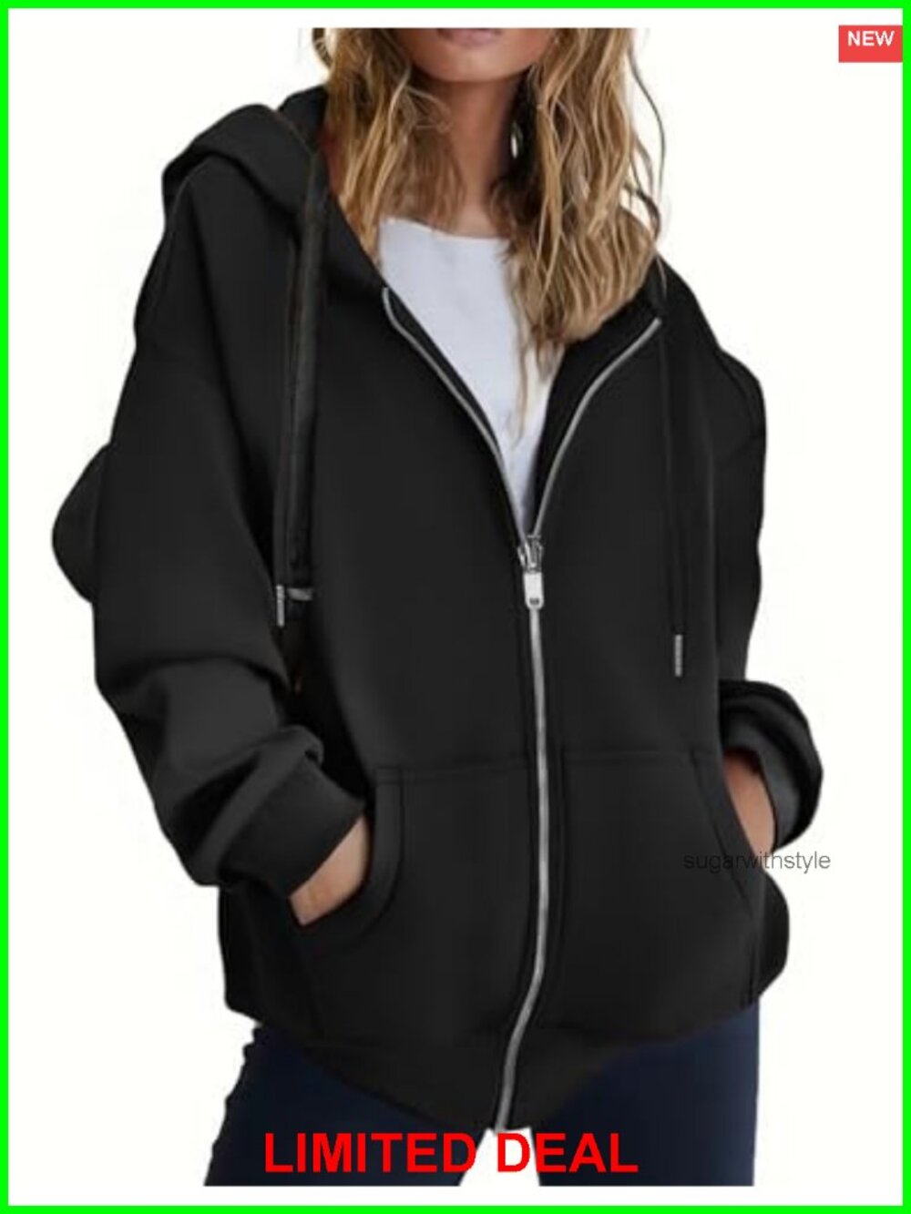 Women's Zip Up Hoodie Oversized Fleece Sweatshirt with Pockets